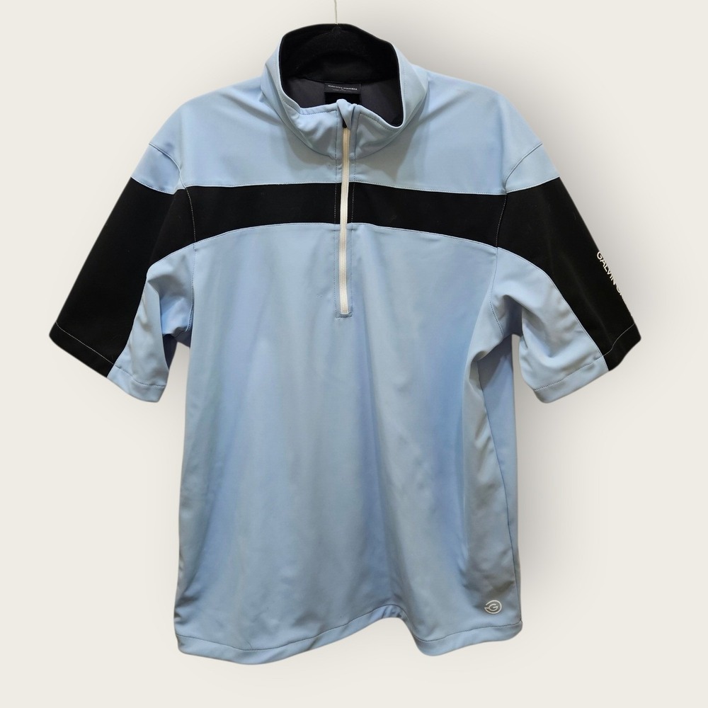 Galvin Green Mens Medium Quarter Zip Short Sleeve Golf Windshirt Blue Black